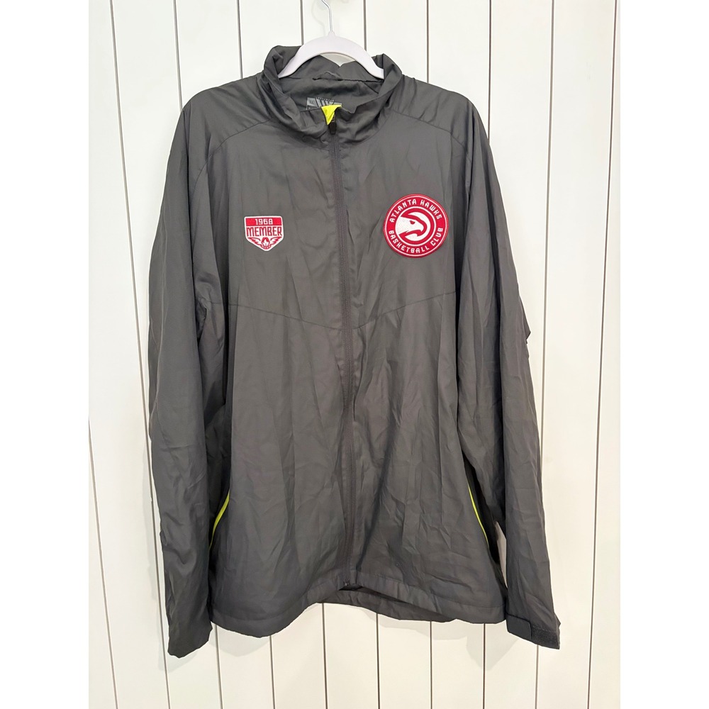 Athlete Sportswear Atlanta Hawks Jacket Men XXL Grey Zip Up Windbreaker Sporty